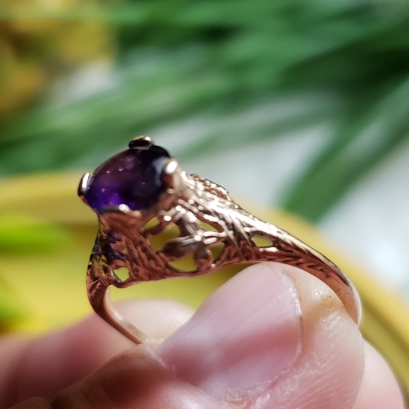 SOLD | .84ctw Genuine Amethyst Filigree Ring - Picture 5 of 6
